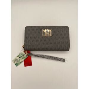 NWT Badgley Mischka Gray Quilted Wallet Clutch Wristlet